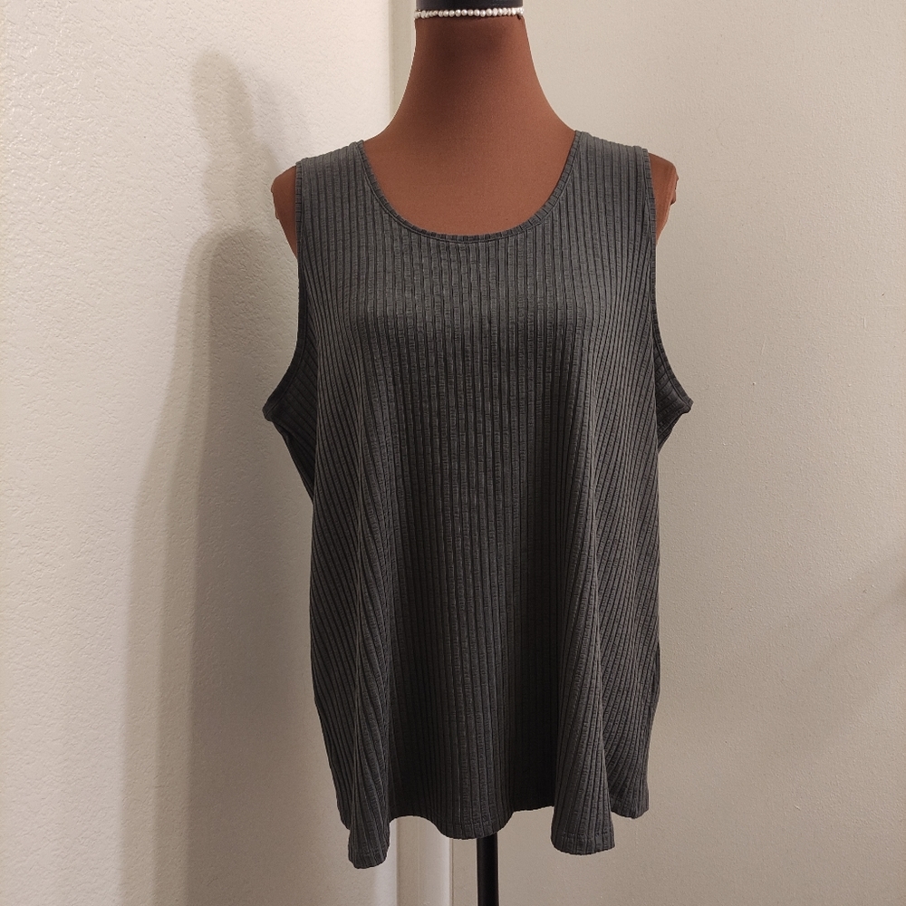 NWOT Eileen Fisher Women's Ribbed Scoop Neck Stretchy Tank Top, XL